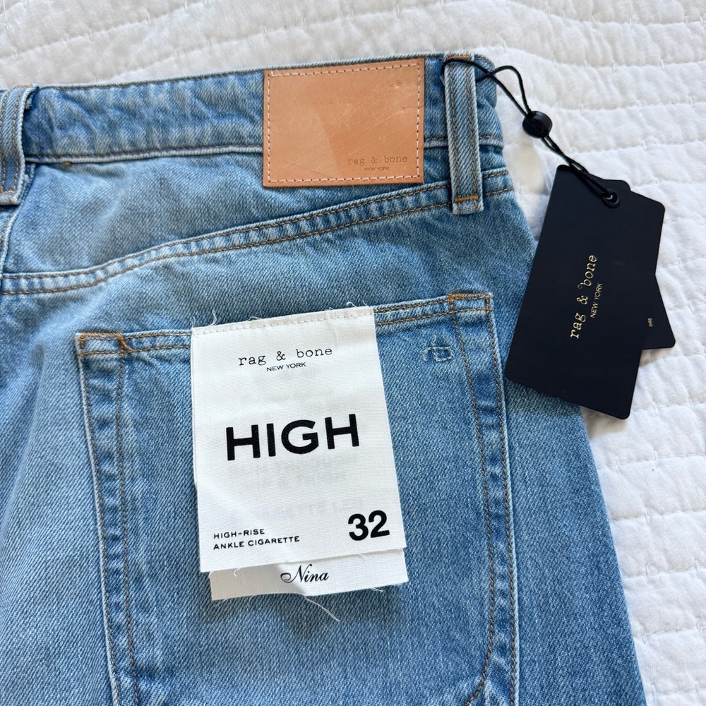 NWT rag & bone Nina High-Rise Tulip Ankle Cigarette Jean
